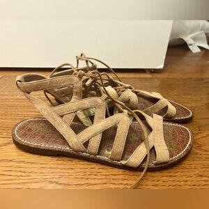 Sam Edelman Gemma tan suede gladiator flat sandals